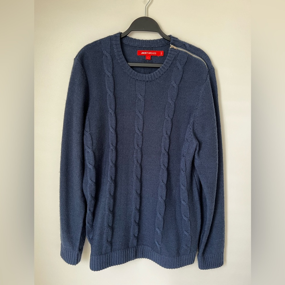 Jack Threads men’s knit crew neck sweater with zipper detail